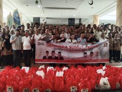 Jelang Idul Fitri, DPD Gerindra Sumut Berbagi 500 Sembako pada CS dan Security